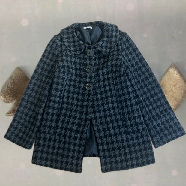 •Japanese vintage• 하운드투스 미디 울 혼방 코트
