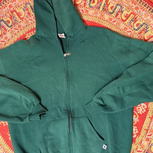90s 미제 러셀 빈티지 후드집업 그린