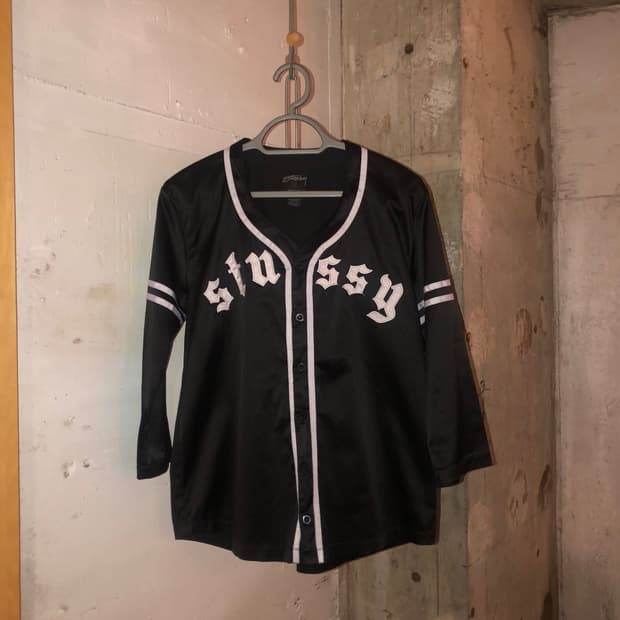 Stussy Gothic Logo Baseball Jersey Shirt