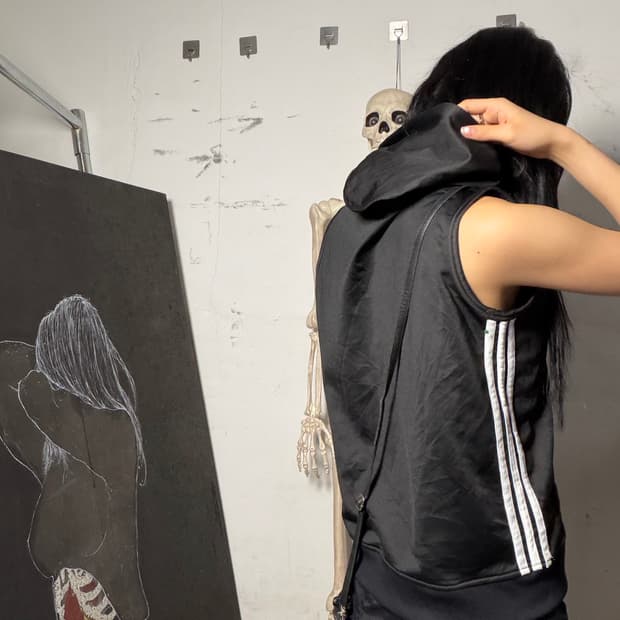 베드 보이 해체주의 사이드 라인 후드 집업 배스트