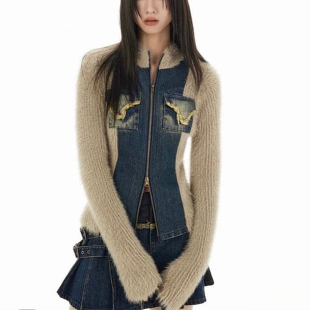 KUAS 콰스(위세임랩)니트 데님 자켓 Knit denim jacket