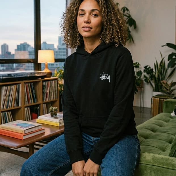 [S] 스투시 월드투어 롱슬리브 후드 티셔츠 블랙 (멕시코산)