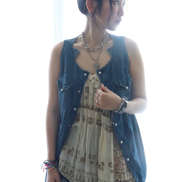 [Kapital] Western Denim Tunic Vest 