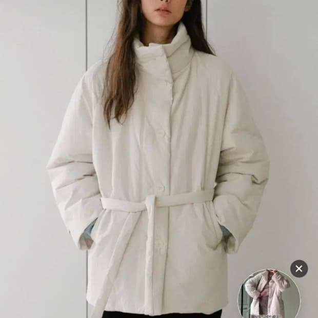 블루브릭 하이넥 하프 패딩코트 아이보리 free