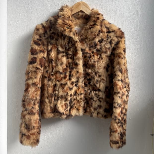 Vintage Leopard Rabbit Fur Jacket