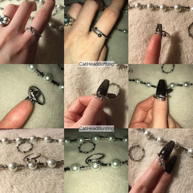 UNISEX 실버 투볼 글리터 °오픈 링° 반지