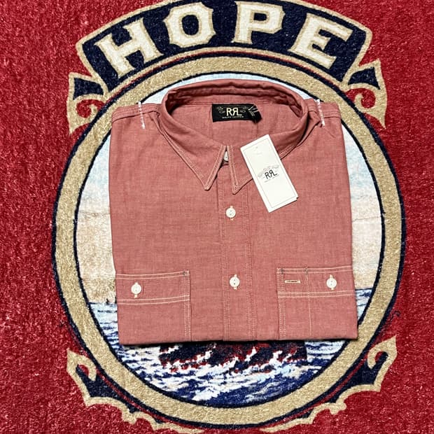 더블알엘 (RRL) 셀비지 디테일 샴브레이 워크셔츠 반팔