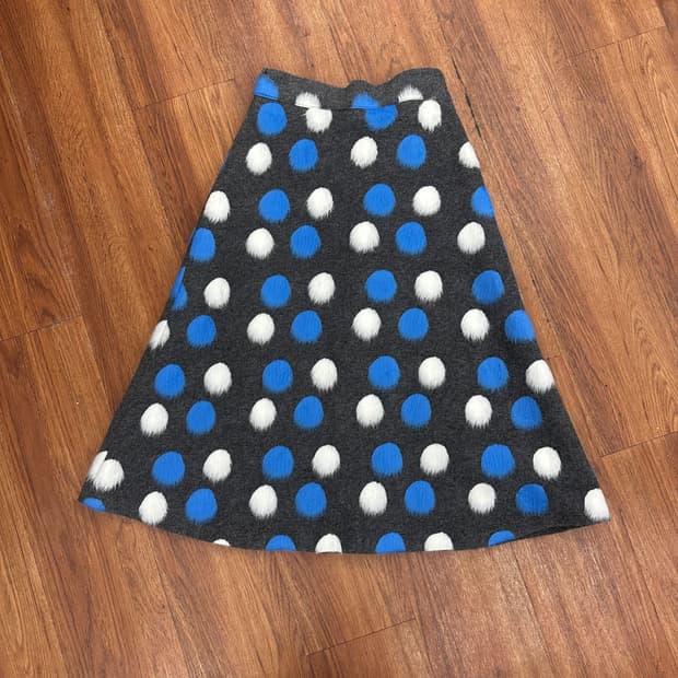 Gray White Polka Dot Long Skirt