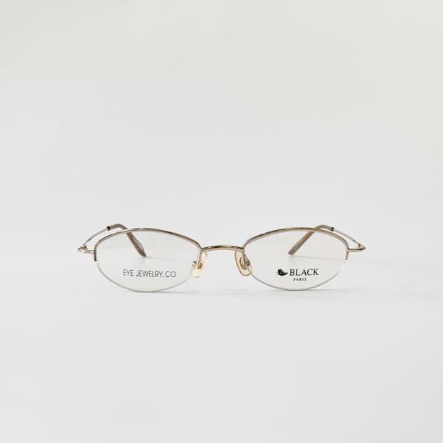 [픽키-600] 골드 메탈 반무테 안경 큐빅포인트 안경테