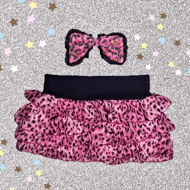 일브 레오파드 프릴 스커트 갸루 마즈 다이아