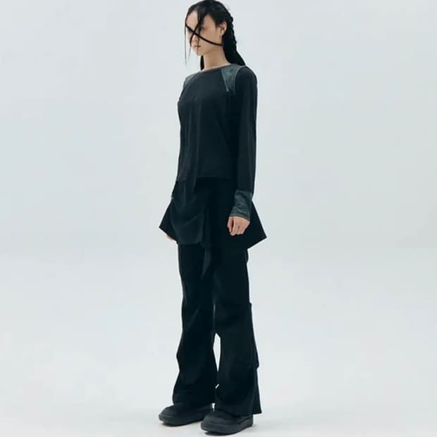 오호스 wrap over tuck pants 치마바지