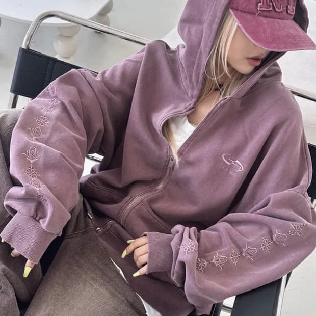 키미스 자수 포인트 후드집업