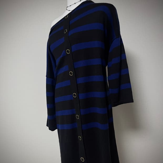 Boogie 오네갸루 블루 스트라이프 니트 원피스