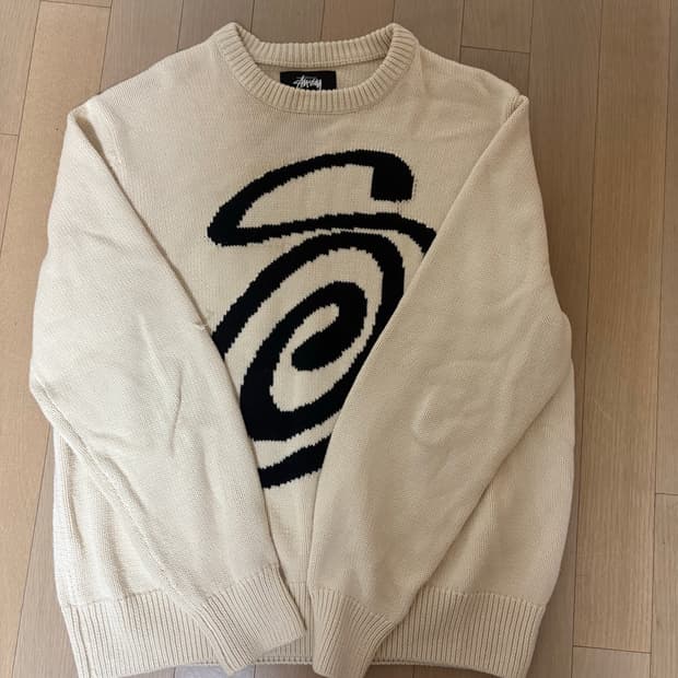 스투시 컬리 s 스웨터 네추럴