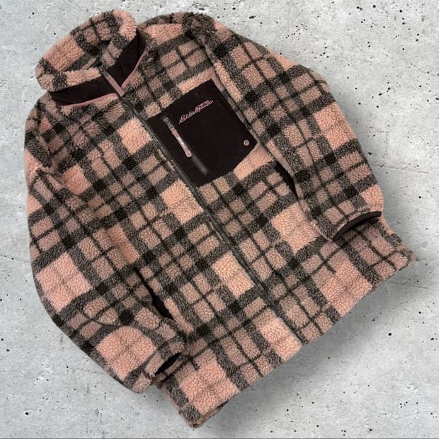 [M] 에디바우어 핑크 체크 플리스 자켓 B561