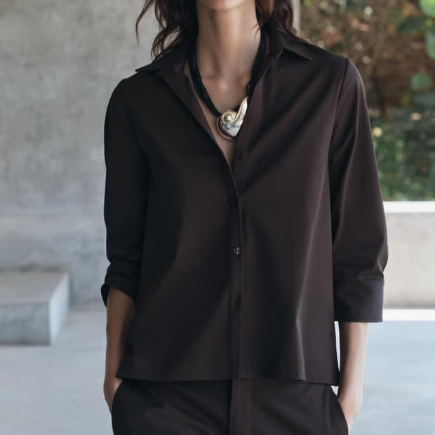 거의 새것 ZARA 자라 브라운 셔츠 M