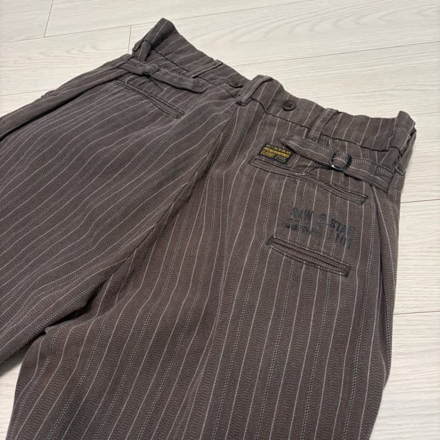 빈티지 스트라이프 브라운 워크 팬츠 32인치 워크 밀리터리 아메카지