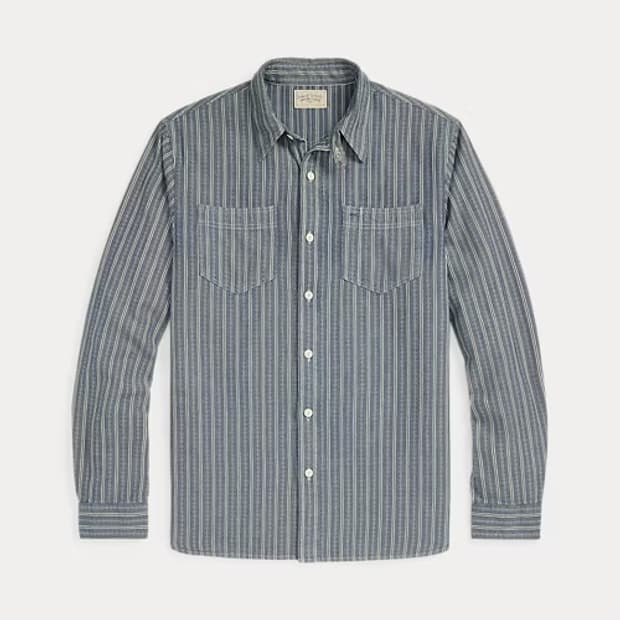 RRL 더블알엘 스트라이프 도비 샴브레이 워크셔츠 M