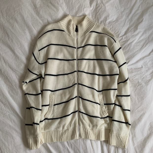 스트라이프 집업 가디건