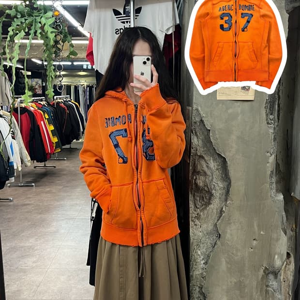 아베크롬비 후드집업 오렌지 M #csz1858