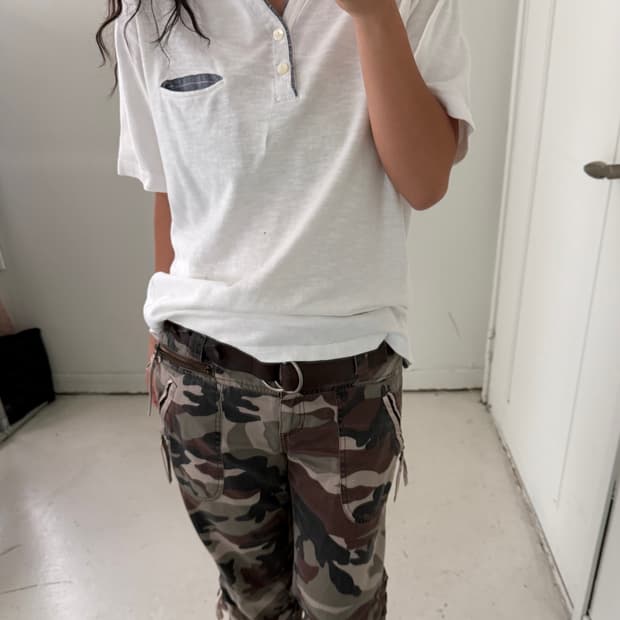 일본빈티지 자수 레이어드 반팔티