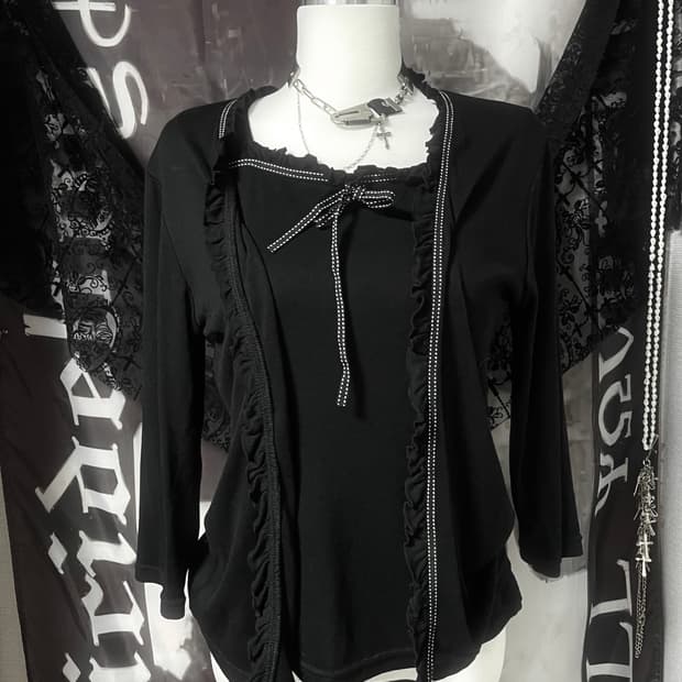 Jpn gothic top 가디건 셋업 고스페어리로걀오네갸루스즈코니혼진