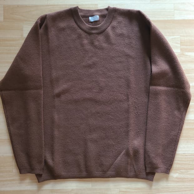 쿠어 탑필 캐시미어 라운드 니트 브라운 S