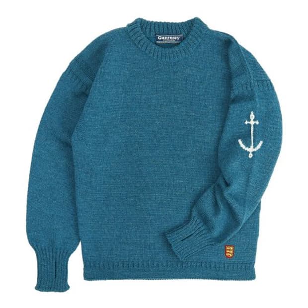 건지 울른스 크루넥 홀가먼트 스웨터 - 틸 (40)