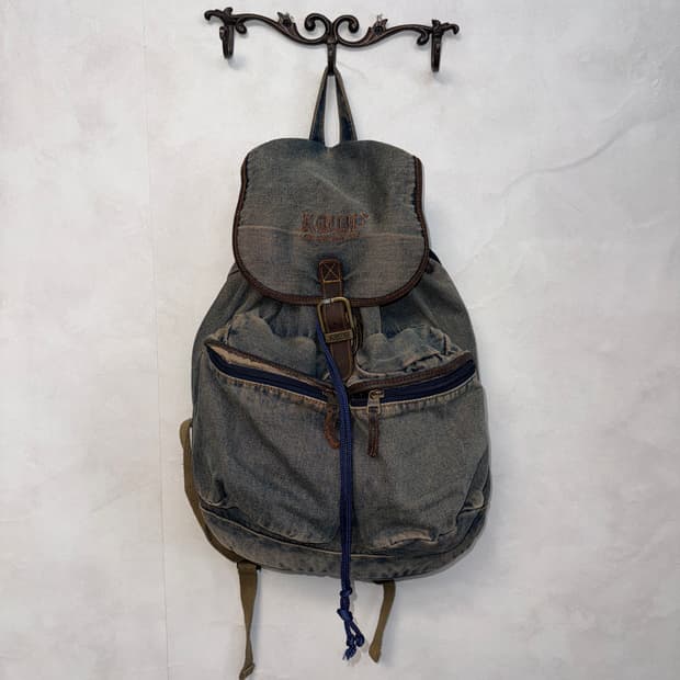 Kamp washing denim pocket backpack 