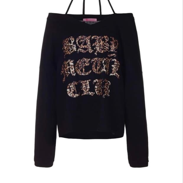Leopard logo string tee (black)