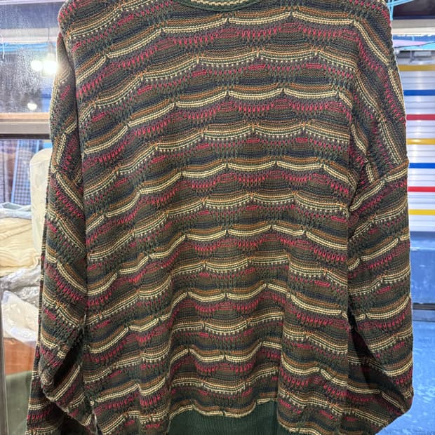 빈티지 그린 스트라이프 니트