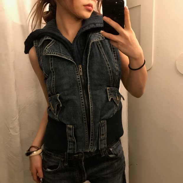 Levi’s 리바이스 갸루 펑크 하이넥 니트 데님 vest