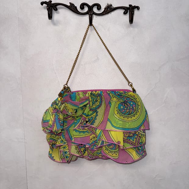 GAP pink lemon ethnic paisley ruffle 숄더백