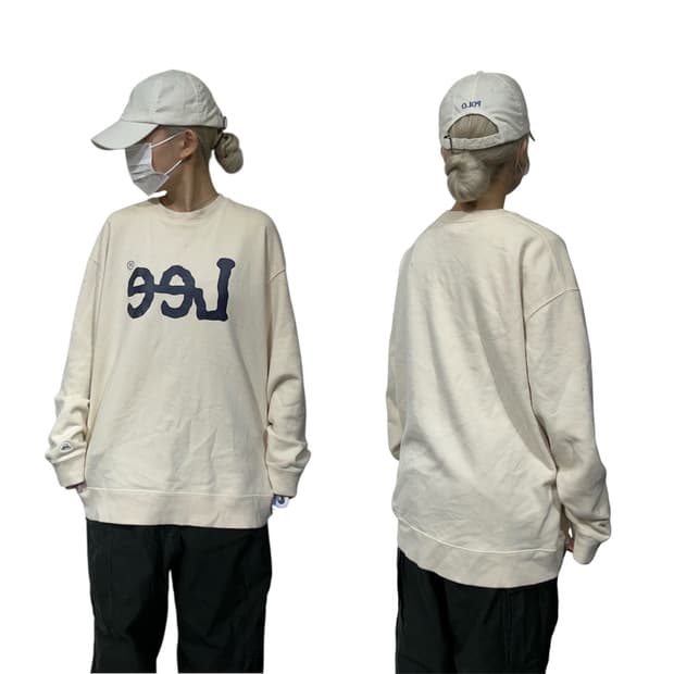 리 아이보리 빅 로고 오버핏 맨투맨 XL