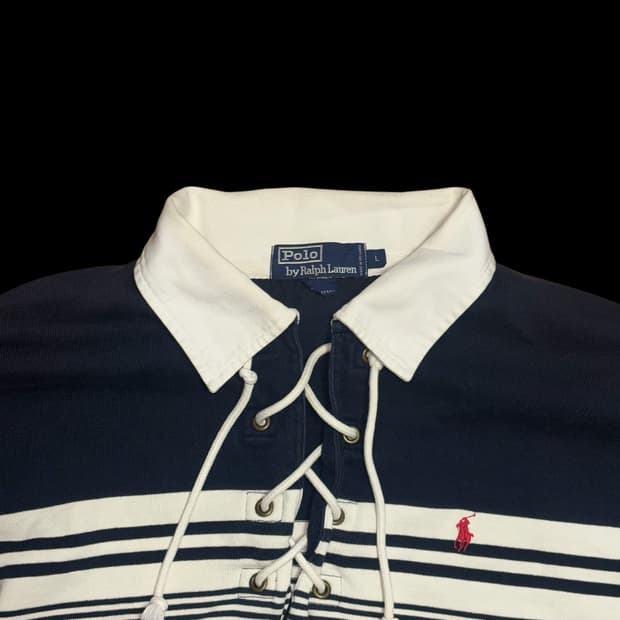 폴로 랄프로렌 레어 럭비티셔츠 레이스 