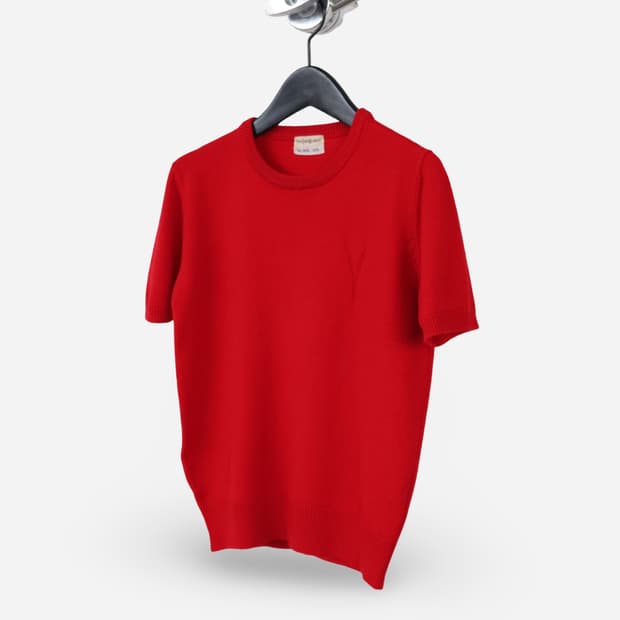 Yves Saint Laurent Red Knit Short Sleeve