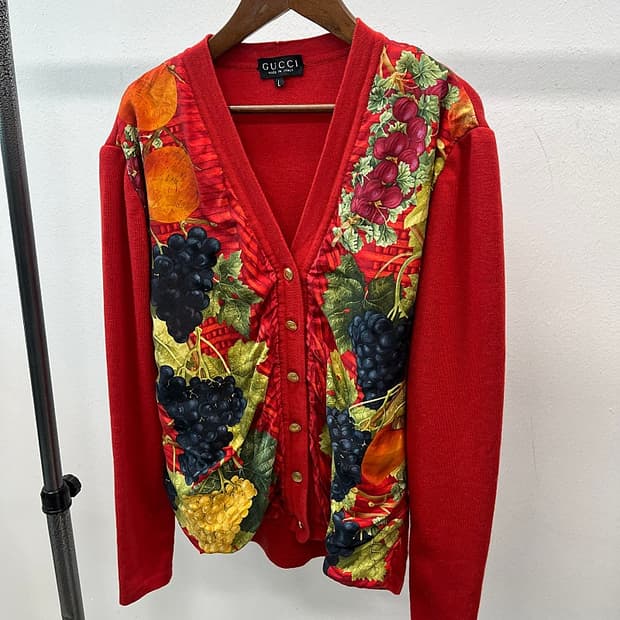 여) 구찌 90s 금장 후르츠 가디건 