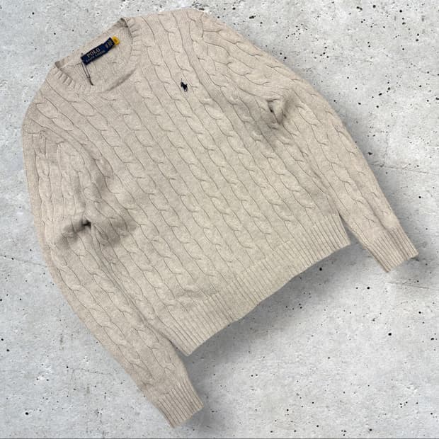 [XS] 폴로 랄프로렌 신형 큐알 케이블 니트 스웨터 그레이 D237