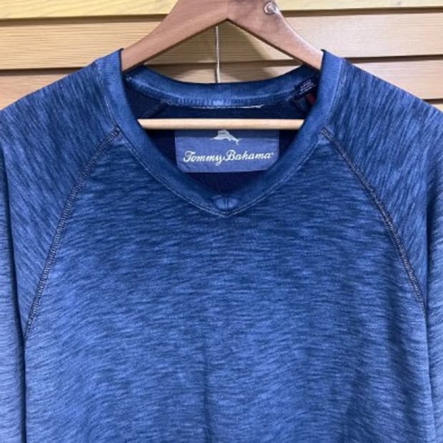 수입) 토미바하마 남성 브이넥코튼티셔츠 L