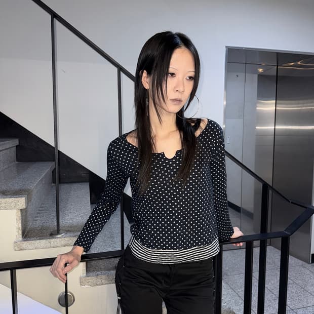 dots & stripe knit top