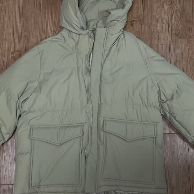 빈티지 아이보리색 후드패딩