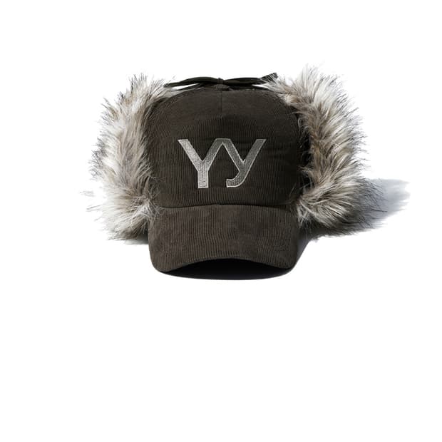 open yy faux fur corduroy earflap 모자 카키