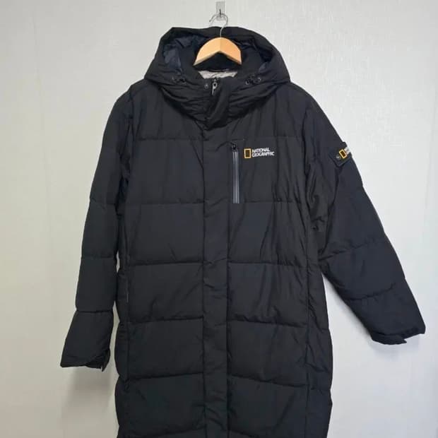 2023년 제조 특A급 내셔널지오그래픽 블랙 덕다운 롱패딩 사이즈 110