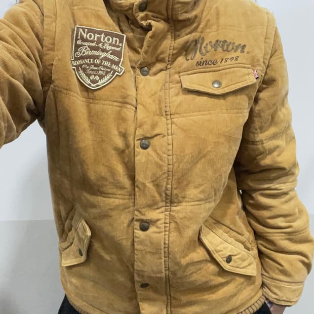 (빈티지)Norton 자수패치 소매 탈부착 2way 코듀로이 자켓