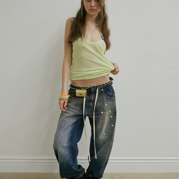 스컬프터 Pill Denim Pants Mid Blue