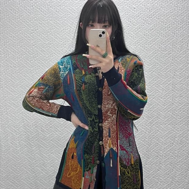 게오쿠 키치 유니크 보헤미안 히피 메리노울 가디건 M C09614