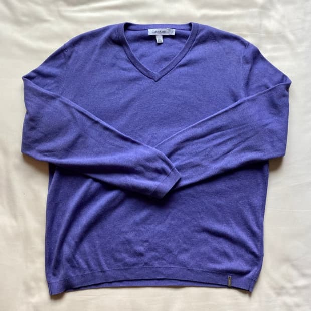 CK purple v-neck knit