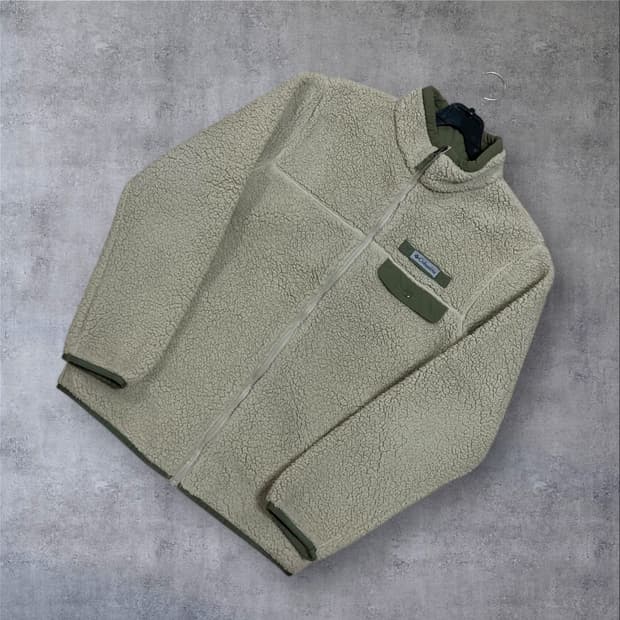 컬럼비아 스몰 로고 아이보리 쉐르파 플리스 자켓