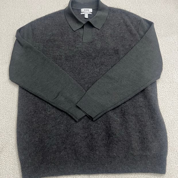코스 오픈카라 니트 M 그레이