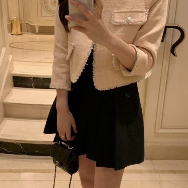 riette 리에뜨 하객룩 플리츠 주름 네이비 미니 스커트 S